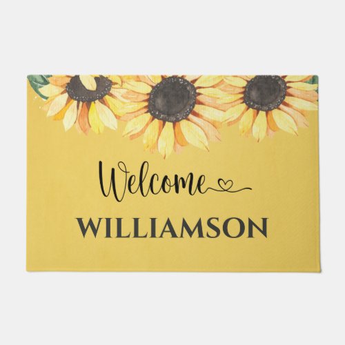 Personalized Sunflower Family Name Doormat