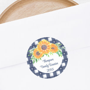 Personalized Sunflower Family Reunion Classic Round Sticker