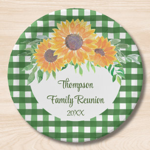 Personalized Sunflower Family Reunion Paper Plates