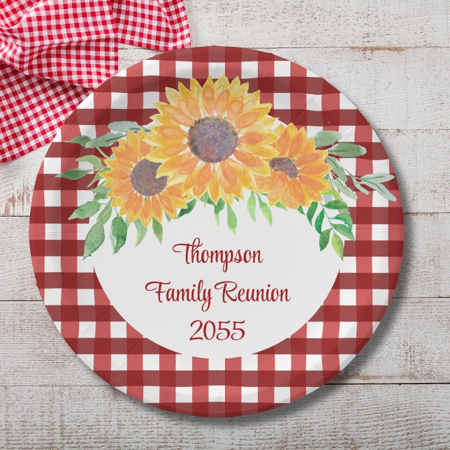 Personalized Sunflower Family Reunion Paper Plates (Creator Uploaded)