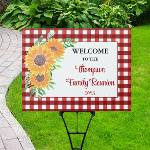 Personalized Sunflower Family Reunion Welcome Yard Sign