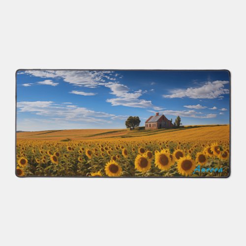 Personalized Sunflower Field and a Barn Desk Mat