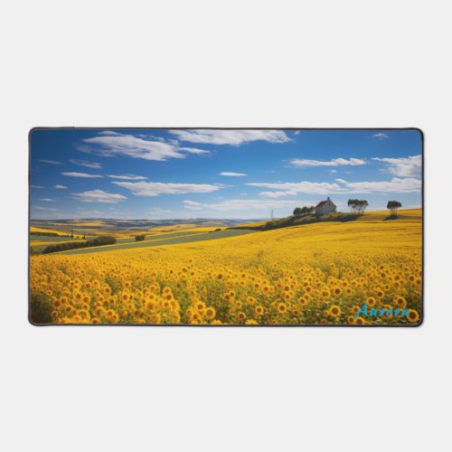 Personalized Sunflower Field and a Barn Desk Mat