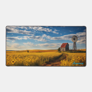 Personalized Sunflower Field and a Barn Desk Mat