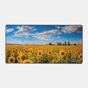 Personalized Sunflower Field and a Barn Desk Mat