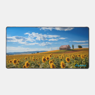 Personalized Sunflower Field and a Barn Desk Mat