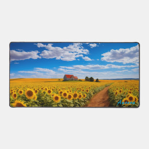 Personalized Sunflower Field and a Barn Desk Mat