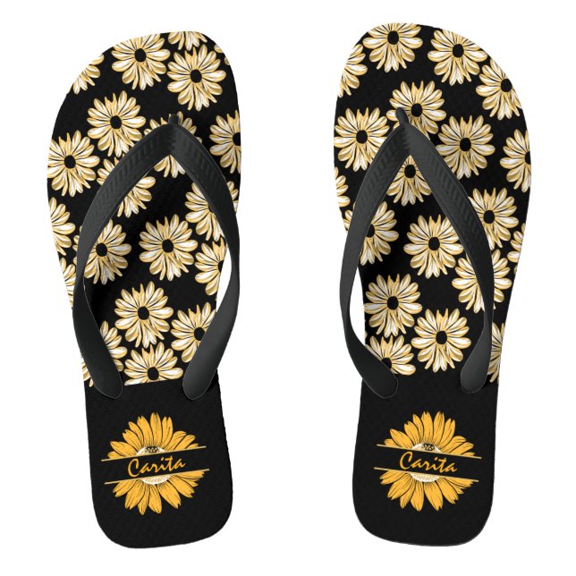Personalized Sunflower Flip Flops (Footbed)