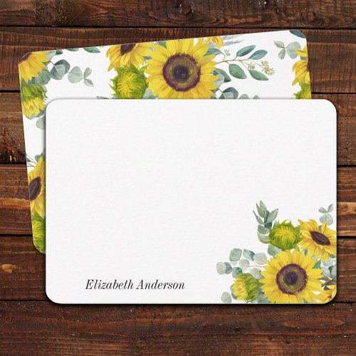 Personalized Sunflower Floral Stationary Note Card