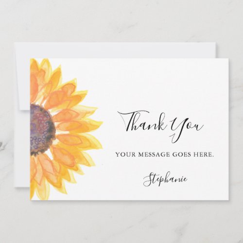 Personalized Sunflower Floral Thank You Card