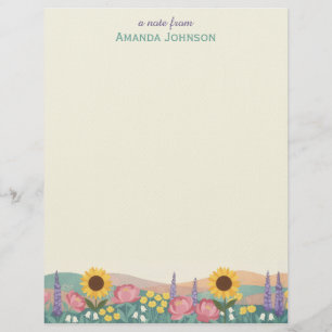 Personalized Sunflower Flower Field Custom Name Letterhead