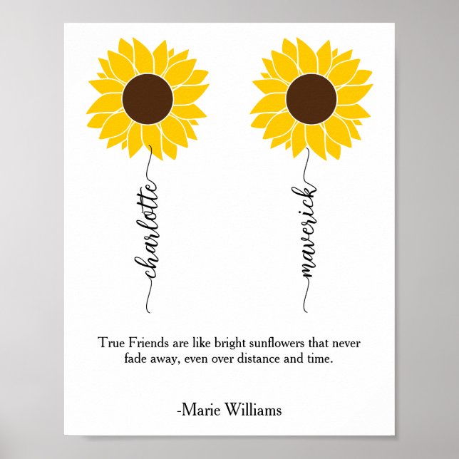 Personalized Sunflower Friendship Best Friend Gift Poster (Front)