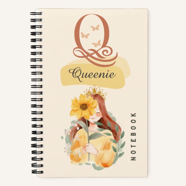 Personalized Sunflower Girl Spiral Notebook  (Front)
