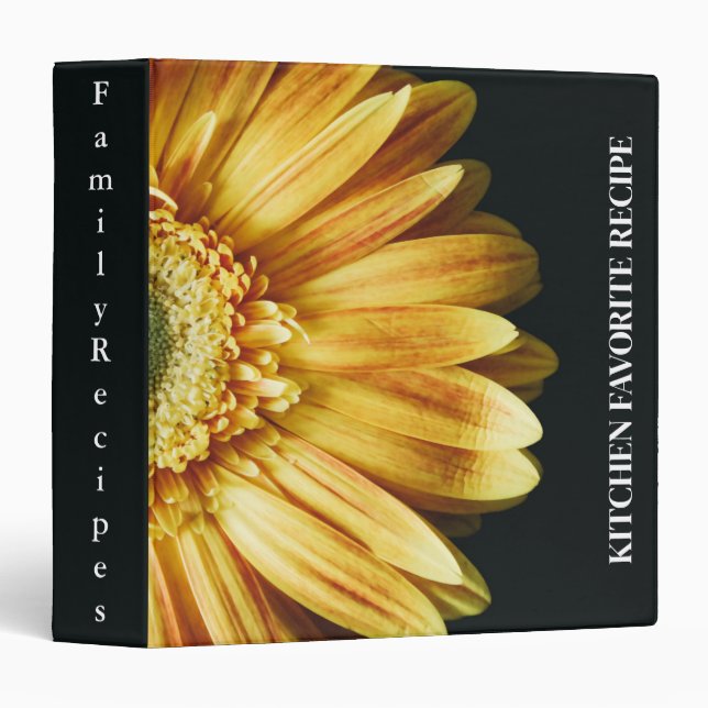 Personalized Sunflower Kitchen Recipes 3 Ring Binder (Front/Spine)