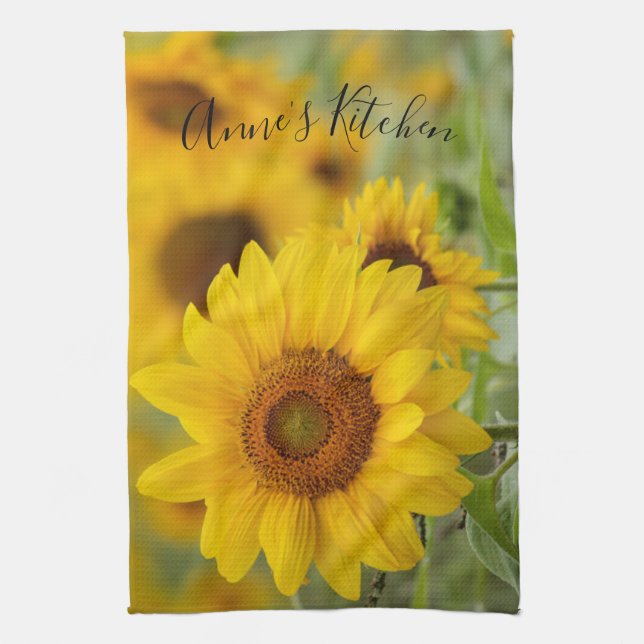 Personalized Sunflower Kitchen Towel (Vertical)