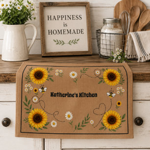 Personalized Sunflower Kitchen Towel