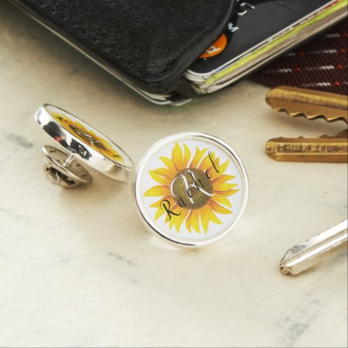 Personalized sunflower  lapel pin