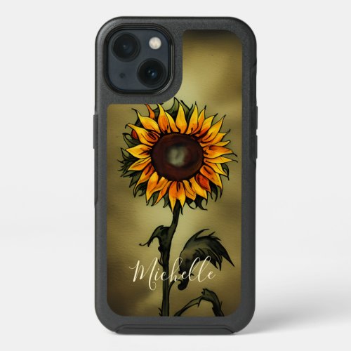 Personalized  Sunflower Love  Watercolor Flower iPhone 13 Case