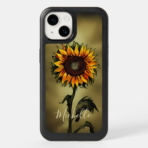 Personalized  Sunflower Love  Watercolor Flower OtterBox iPhone 14 Case