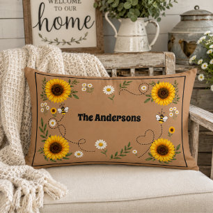 Personalized Sunflower Lumbar Pillow