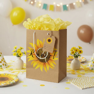 Personalized sunflower  medium gift bag