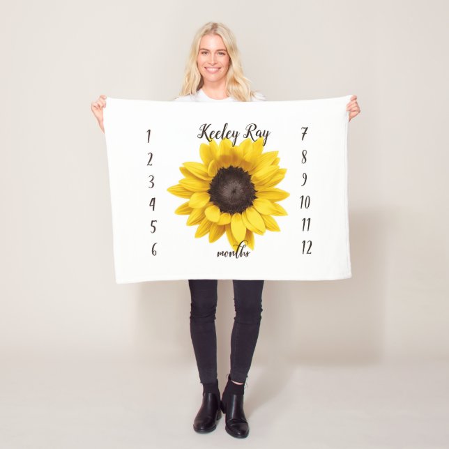 Personalized Sunflower Monthly Milestone Blanket (In Situ)