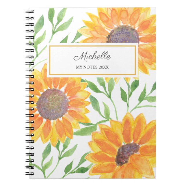 Personalized Sunflower My Notes Notebook (Front)