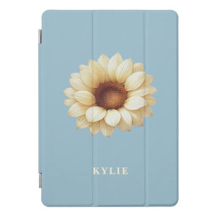 Personalized Sunflower Name Blue iPad Case