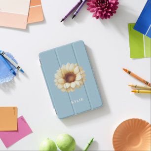 Personalized Sunflower Name Blue iPad Case