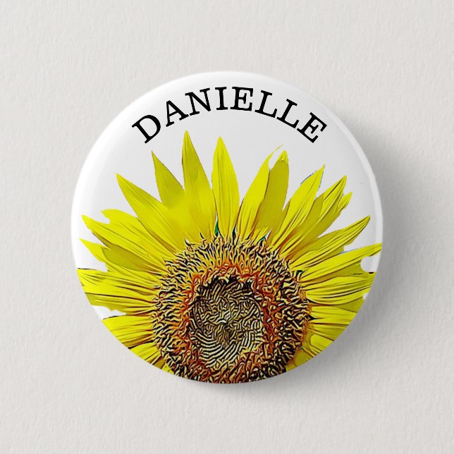 Personalized Sunflower Name Button (Front)