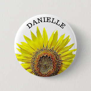Personalized Sunflower Name Button