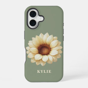 Personalized Sunflower Name Sage Green Phone Case