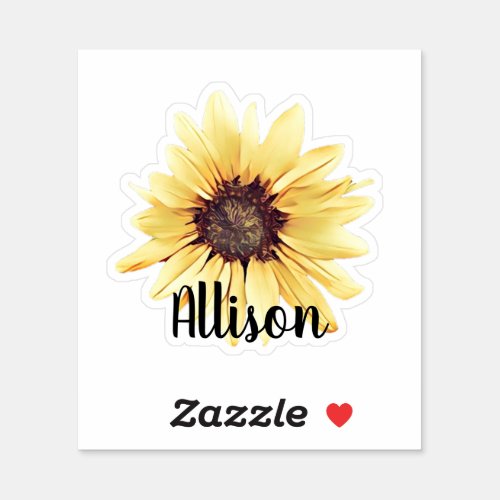 Personalized Sunflower Name Sticker