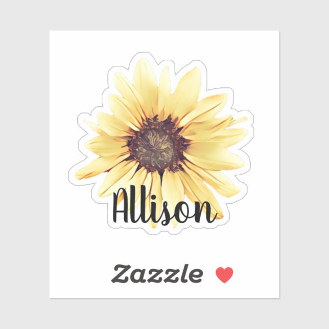 Personalized Sunflower Name Sticker (Sheet)