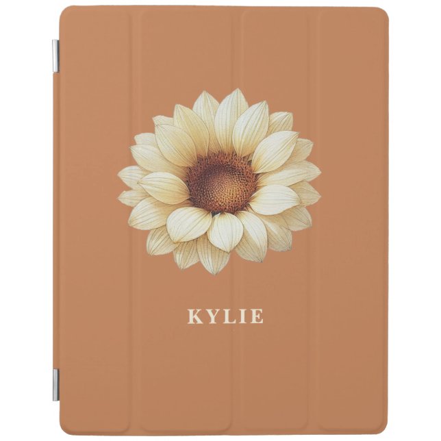 Personalized Sunflower Name Terra Cotta iPad Case (Front)