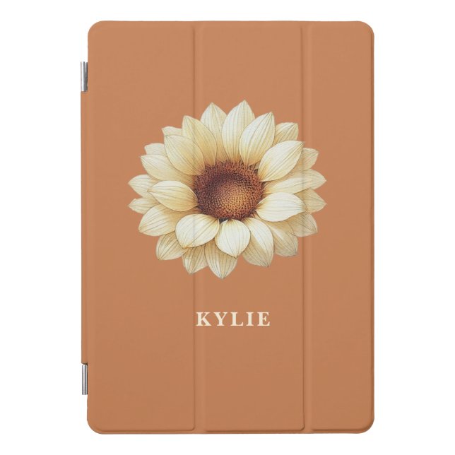 Personalized Sunflower Name Terra Cotta iPad Case (Front)