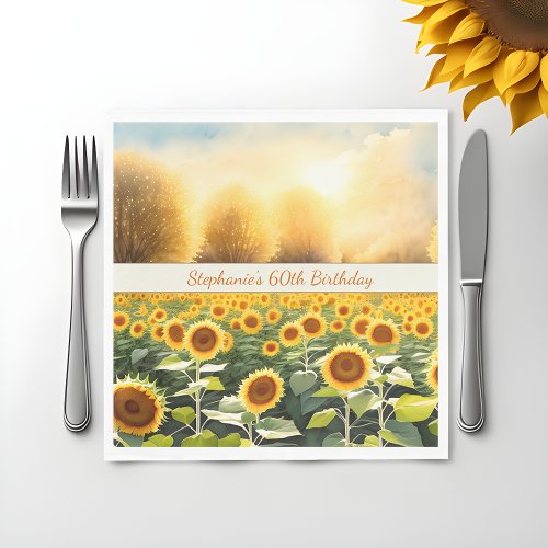 Personalized Sunflower Napkins _ Rustic Charm