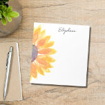Personalized Sunflower Notepad<br><div class="desc">This floral personalized notepad is decorated with a yellow watercolor sunflower. 
Easily customizable. 
Use the Design Tool to change the text size,  style,  or color. 
As we create our artwork you won't find this exact image from other designers. Original Watercolor © Michele Davies.</div>