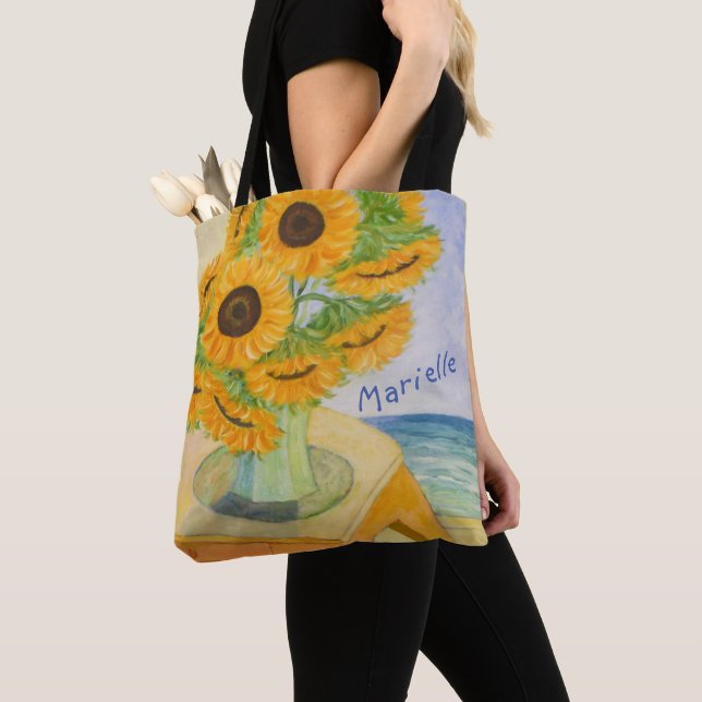 Personalized Sunflower Painting Tote Bag (Close Up)