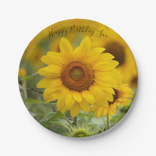 Personalized Sunflower Paper Party Plates