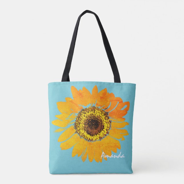 Personalized Sunflower Print Tote (Back)