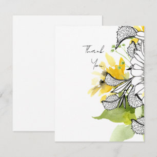Personalized Sunflower Script Thank You Note Card