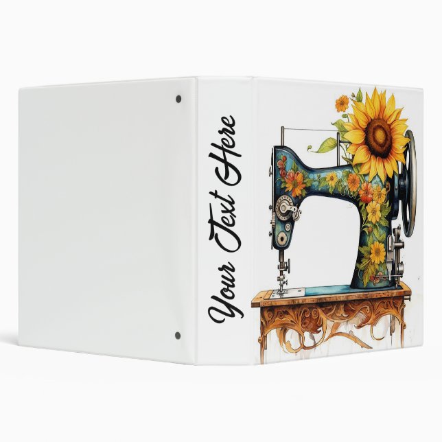 Personalized Sunflower Sewing Machine 3 Ring Binder (Background)
