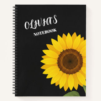Personalized Sunflower Spiral Notebook