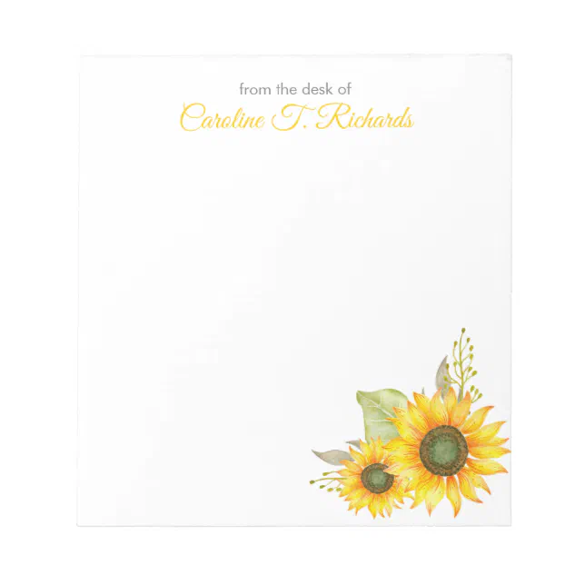 Personalized Sunflower Stationery Note Card | Zazzle