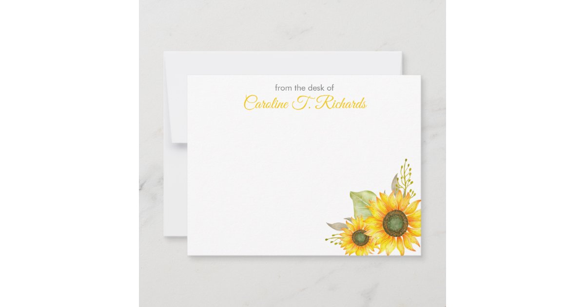 Personalized Sunflower Stationery Note Card | Zazzle