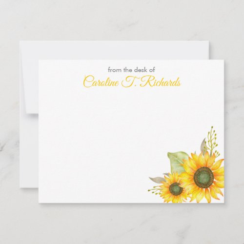 Personalized Sunflower Stationery Note Card