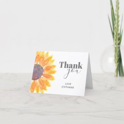 Personalized Sunflower Thank You Card