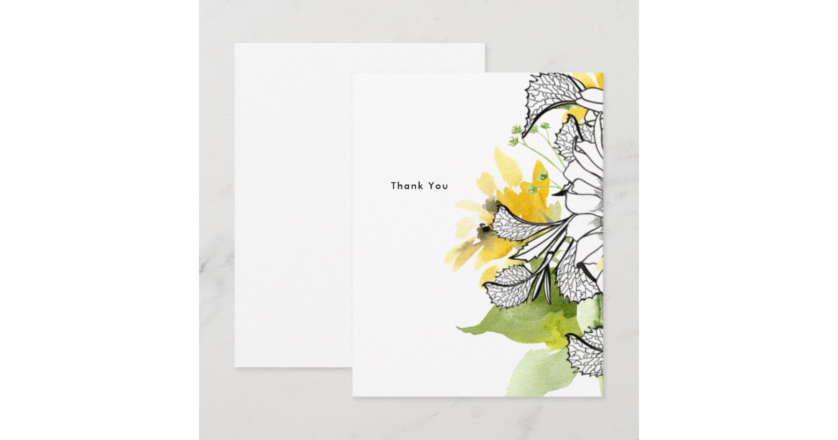 Personalized Sunflower Thank You Note Card | Zazzle