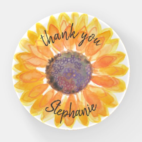 Personalized Sunflower Thank You Paperweight